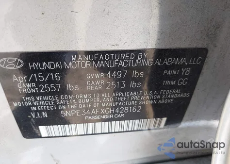 2016 Hyundai Sonata Sport из США, поврежденный, VIN 5NPE34AFXGH428162
